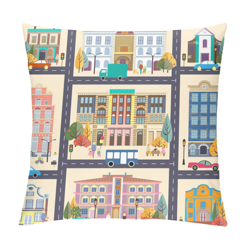 Personality  Small town and buildings pillow covers