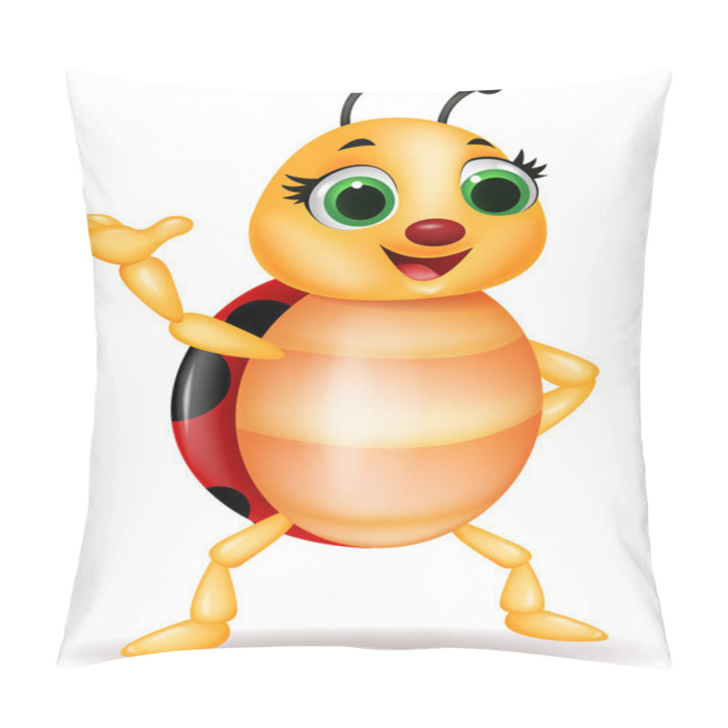 Personality  Funny ladybug cartoon waving hand pillow covers