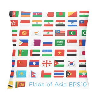 Personality  Asian Countries Flags. Vector Icons Set. Pillow Covers