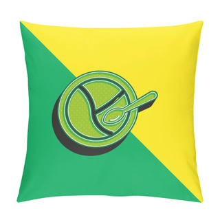 Personality  Baby Divided Plate And Spoon Green And Yellow Modern 3d Vector Icon Logo Pillow Covers