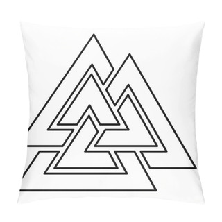 Personality  Valknut Sign Symblol Icon Black Color Vector Illustration Flat Style Simple Image Pillow Covers
