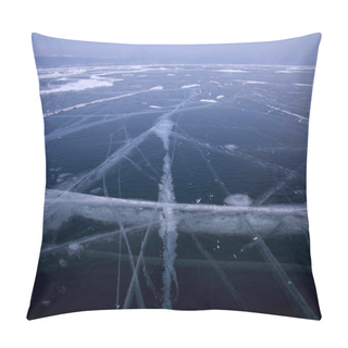 Personality  Lake Baikal In Winter. Beautiful View Of Frozen Water. Textured Blocks Of Clear Blue Ice. Mountains And Icy Texture Landscapes. Observation Of Wild World. Adventure On Lake Baikal, Russia Pillow Covers