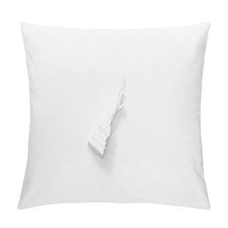 Personality  Top View Of Little Statue Of Liberty Isolated On White  Pillow Covers