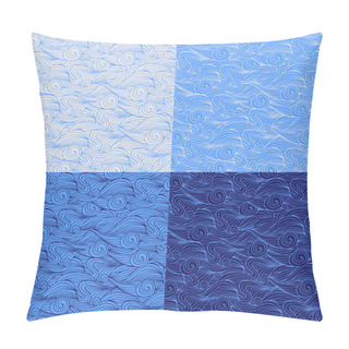 Personality  Set Of Blue Seamless Patterns Pillow Covers