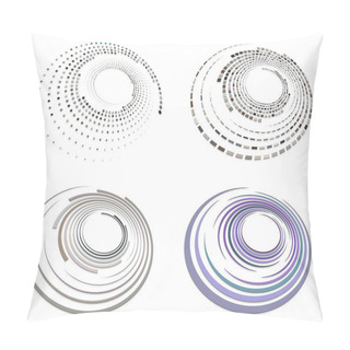Personality  Set Of Colorful, Multicolor And Monochrome Cyclic, Cycle Concentric Rings. Revolved Spirals, Vortexes, Swirl, Spirals And Twirls. Abstract Circular, Radial Loop Shapes, Elements Pillow Covers