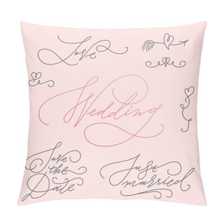Personality  Wedding Calligraphic Letterings Set Pillow Covers