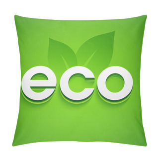 Personality  Creative White Eco Text With Green Leaves. Pillow Covers
