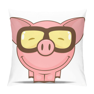 Personality  Vector Illustration With Funny Cartoon Piggy Character. Pillow Covers