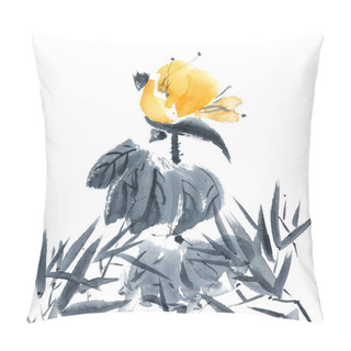 Personality  Lotus Bud And Bamboo. Flowers Illustration.. Pillow Covers
