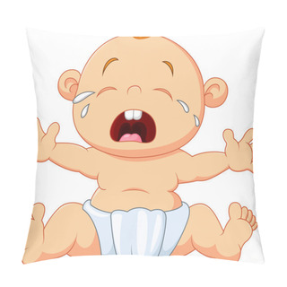 Personality  Cute Baby Crying Isolated On White Background Pillow Covers