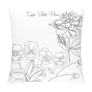 Personality  Sketch With Peony And Pansy Pillow Covers