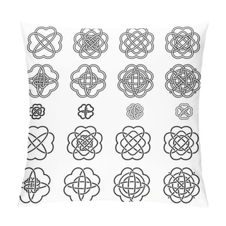 Personality  Set Four Leaf Clover Shaped Knot Black Silhouettes On White Back Pillow Covers