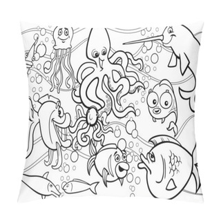 Personality  Sea Life Animals Group Coloring Page Pillow Covers