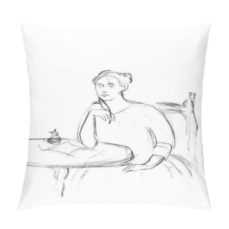 Personality  Hand Drawn Sketch Of Authoress Jane Austen Pillow Covers