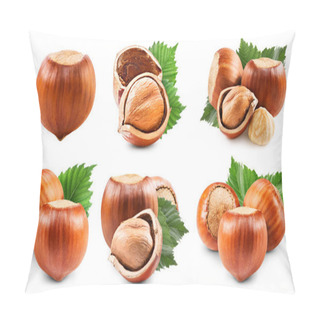 Personality  Hazelnuts Isolated On White Pillow Covers