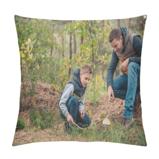 Personality Father And Son Looking At Mushroom Pillow Covers