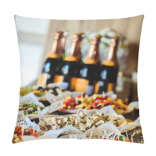 Personality  Table With Appetizers For Guests Reception Pillow Covers