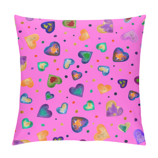 Personality  Hand Painting Abstract Watercolor Pastel Colors Hearts Romantic Seamless Pattern Background Pillow Covers