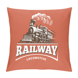 Personality  Locomotive Logo Illustration, Vintage Style Emblem Pillow Covers