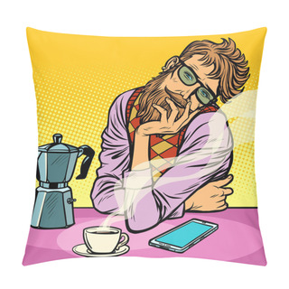 Personality  Hipster Man Morning Coffee Pillow Covers
