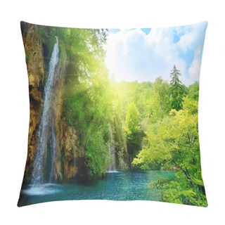 Personality  Waterfalls In Deep Forest Pillow Covers