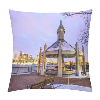 Personality  Downtown Boston Skyline From East Boston Pier Park Pillow Covers