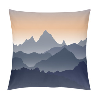 Personality  Beautiful Sunset In The Mountains. Pillow Covers