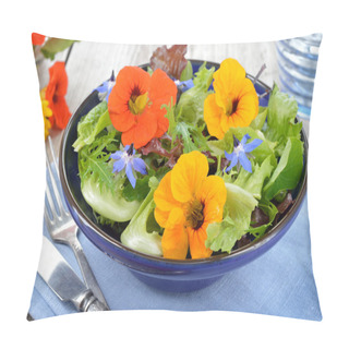Personality  Salad With Edible Flowers Nasturtium, Borage. Pillow Covers