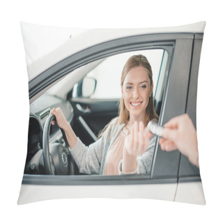 Personality  Woman In New Car Pillow Covers