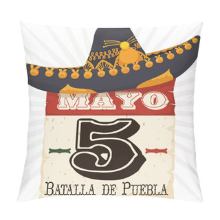 Personality  Mariachi Hat Over Reminder Date For Cinco De Mayo Celebration, Vector Illustration Pillow Covers