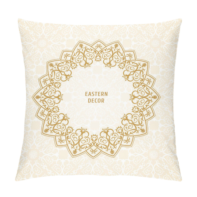 Personality  Oriental vector ornament. Ethnic lace pattern in eastern style. Golden mandala pillow covers