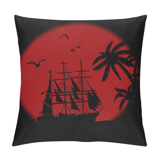Personality  Boat On The Ocean In Front Of Full Moon Pillow Covers