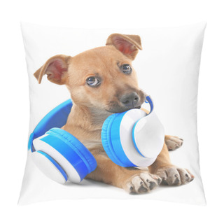 Personality  Puppy Playing With Headphones  Pillow Covers