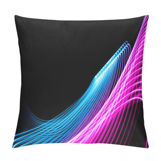 Personality  Abstract Rainbow Neon Glowing Crossing Lines Pattern. Dark  Background Of Colorful Neon Glowing Light Shapes Pillow Covers