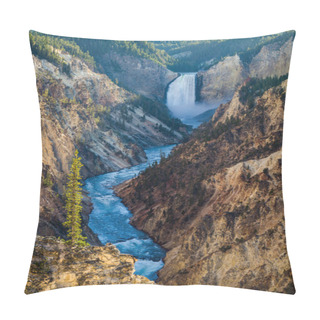 Personality  Lower Falls On The Grand Canyon Of The Yellowstone, Yellowstone National Park, USA Pillow Covers