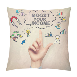 Personality  Hand Pointing To Boost Your Income Concept Pillow Covers