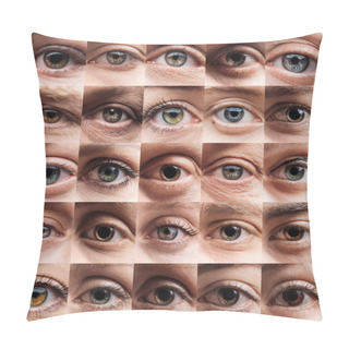 Personality  Collage With Human Beautiful Eyes Of Different Colors  Pillow Covers