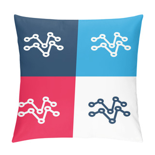 Personality Analytics Hand Drawn Lines Blue And Red Four Color Minimal Icon Set Pillow Covers
