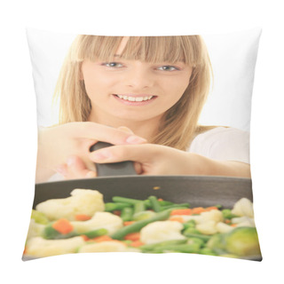 Personality  Young Woman Cooking Food Pillow Covers