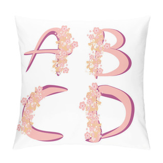 Personality  Vector Spring Alphabet With Flowers Letters A,B,C,D Pillow Covers