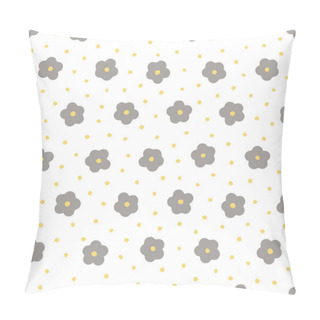 Personality  Hand Drawn Flower Shapes. Abstract Botanical Elements In Horizontal Rows Vector Illustration. Monochrome Seamless Pattern On White Background. Pillow Covers