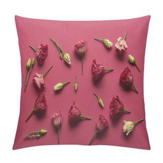 Personality  Blooming White And Pink Flowers On Ruby Background  Pillow Covers