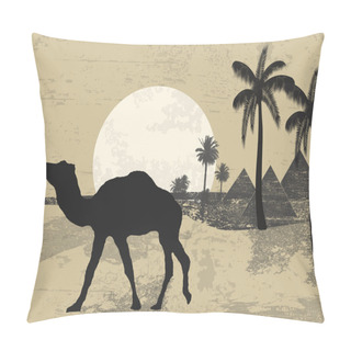 Personality  Camel And Palms On Grunge Background Pillow Covers