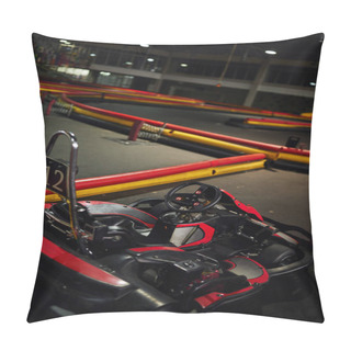 Personality  Design Of Red Racing Car Inside Of Indoor Kart Circuit, Motor Race Vehicle With Number Twelve Pillow Covers