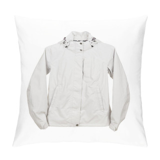 Personality  White Sports Waterproof And Windproof Jacket Isolated On White Background. Pillow Covers