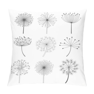 Personality  Black And White Dandelions Set Vector Illustration Pillow Covers