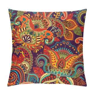 Personality  Colorful Seamless Paisley Pattern. Decorative Indian Ornament. Floral Wallpaper Pillow Covers