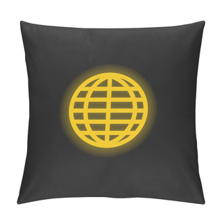 Personality  Big Globe Grid Yellow Glowing Neon Icon Pillow Covers