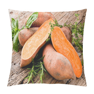 Personality  Sweet Potato On Wooden Background  Pillow Covers