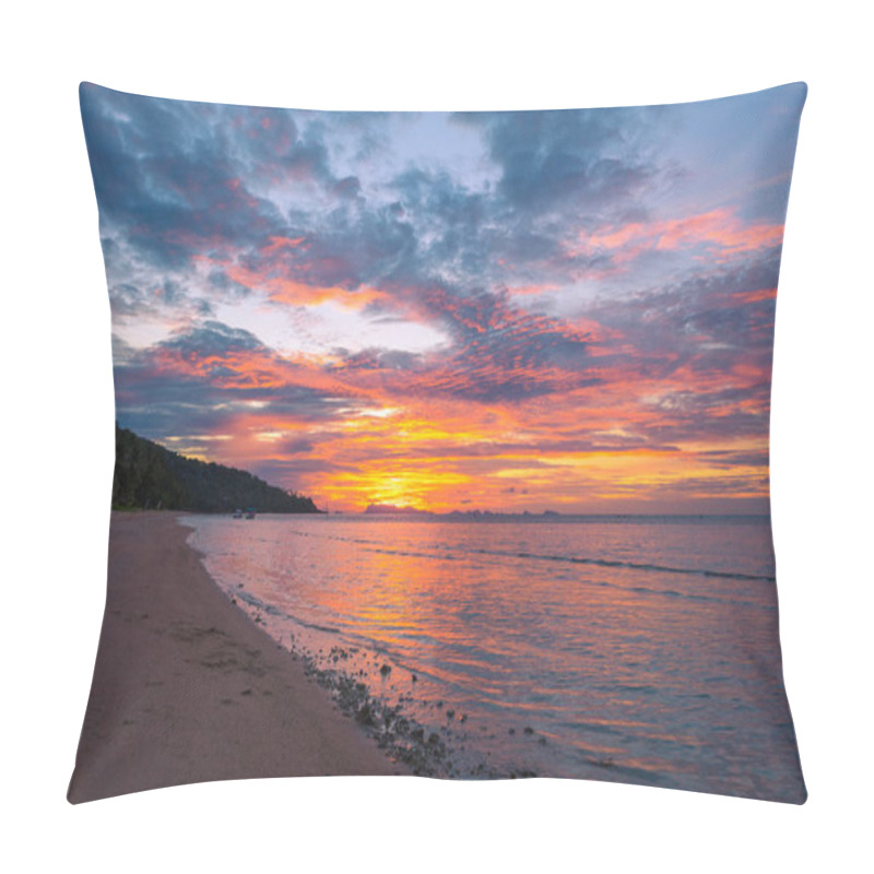 Personality  Sunset sea and mountains on Koh Samui in Thailand. pillow covers